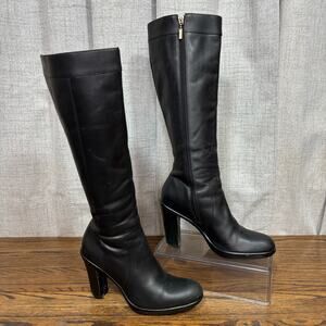 Vintage Y2K Tommy Hilfiger Women’s Black Leather Knee High Boots Size 8